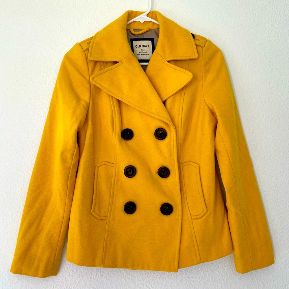 Old Navy Yellow Wool Blend Pea Coat